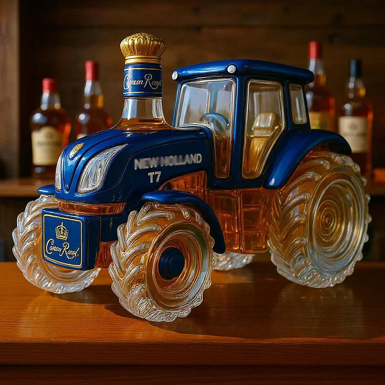 Handcrafted Whisky Decanter Shaped Like a New Holland T7 Tractor