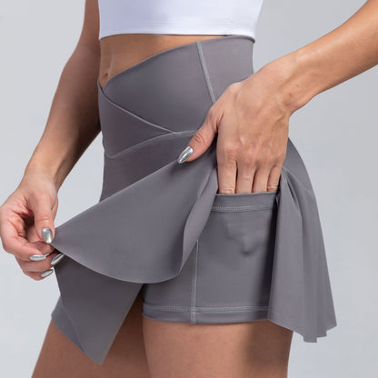 High-Waisted Yoga Skirt Shorts for Fitness and Running