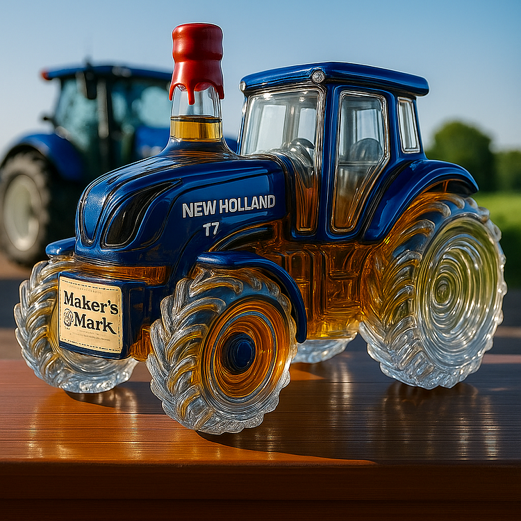Handcrafted Whisky Decanter Shaped Like a New Holland T7 Tractor