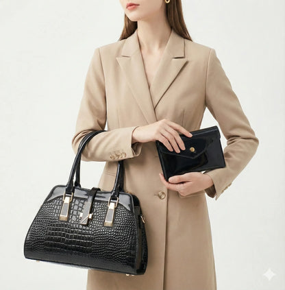 Handbag and Wallet Set in Genuine Leather - Vian