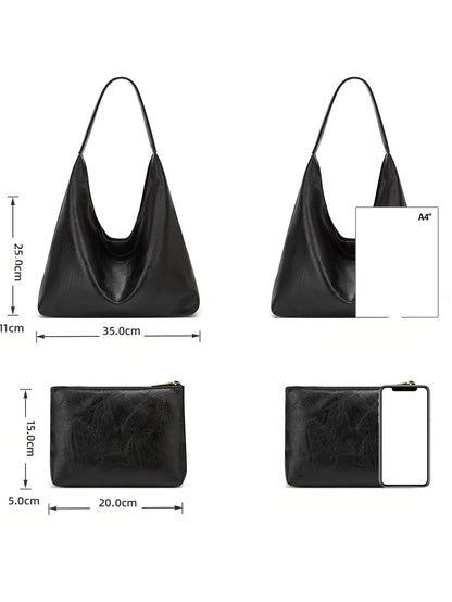 Genuine Leather Messenger Handbag + Leather Wallet - Manz