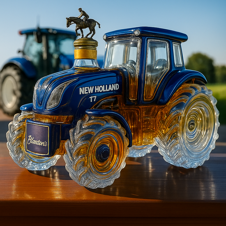 Handcrafted Whisky Decanter Shaped Like a New Holland T7 Tractor