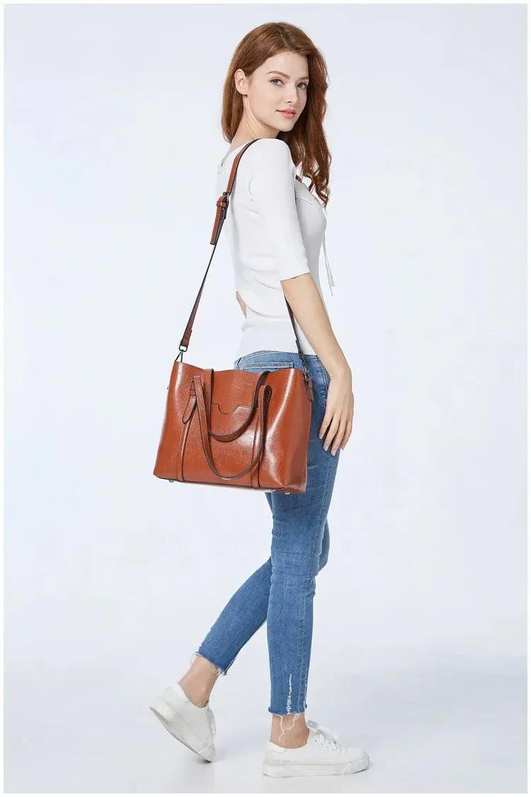 Genuine Leather Handbag - Mother